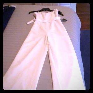 Lulus White wide leg jumpsuit size small
